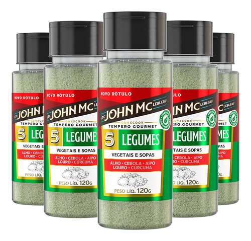 5x Tempero Gourmet Para Legumes John Mc 120g Kit John Mc