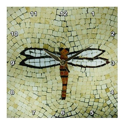 3drose Dragonfly - Reloj De Pared Beige, 10 X 10 Pulgadas