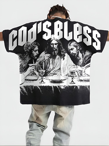 Camiseta Shein Romwe Hombre Estampada Dios