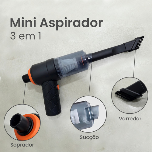 Aspirador De Pó Mini Soprador 3em1 Usb Portátil Recarregável
