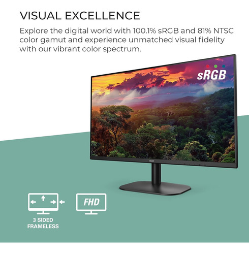 Monitor Ips Sin Marco Aoc 24b2h2 24, Fhd 1920x1080, 100 H...