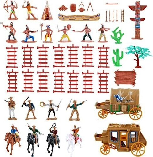 Nwfashion 55 Unids/set West Cowboys Indios Americanos Figur.