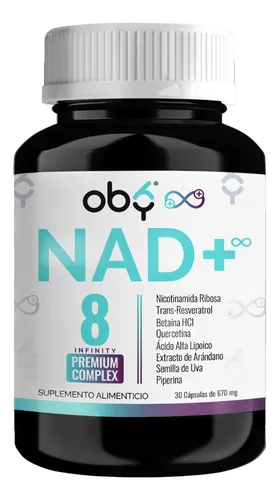 Oby Nad+ Resveratrol Potenciado 8 Ingredientes: Nr Nicotinamida Ribosa, Resveratrol, Acido Alfa Lipoico, Betaina, Quercetina, Piperina, Uva, Arandano | Precursor Nad Nmn Infinity 100% Vegano 30 Dias