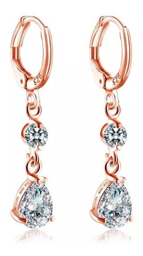 Aretes Oro 18k Lam + Regalo Swarovski Cristales Pendientes