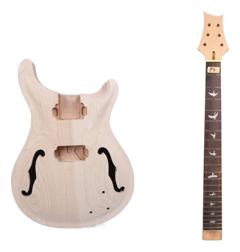 Kit Guitarra Inacabada Cuerpo Caoba Semi Hueco Tapa Arce Prs