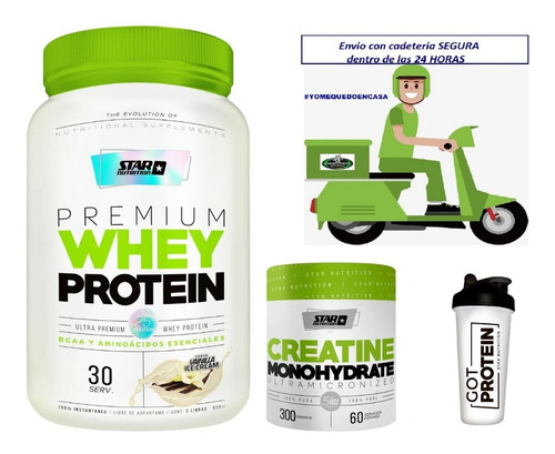 Premium Whey Protein 1kg + Creatina 300g + Shaker Star