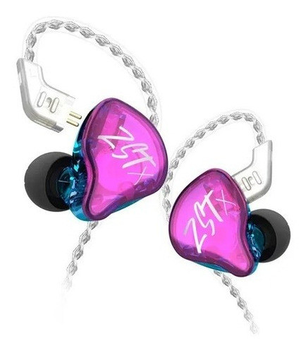 Auriculares in-ear gamer KZ ZST X with mic púrpura