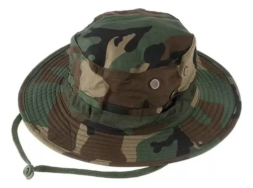 Chapéu Tático Militar Bonnie Hat Hip Stop Airsoft Camping Cor Woodland Tamanho Veste A 56/60