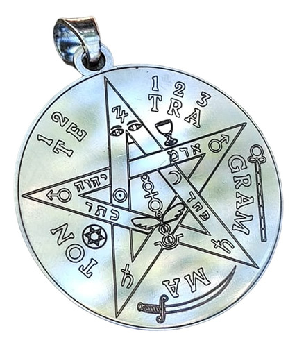 Dije Tetragramaton En Acero Quirúrgico Grabado Láser Amuleto