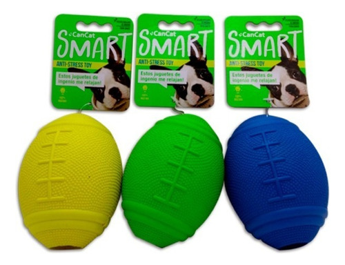 Juguete Para Perros Cancat Smart Pelota De Rugby Color Verde/amarillo/naranja