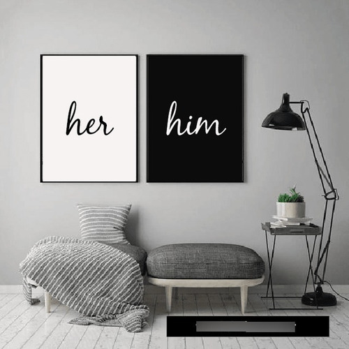 Set De 2 Cuadros - 30x45 - Her Him
