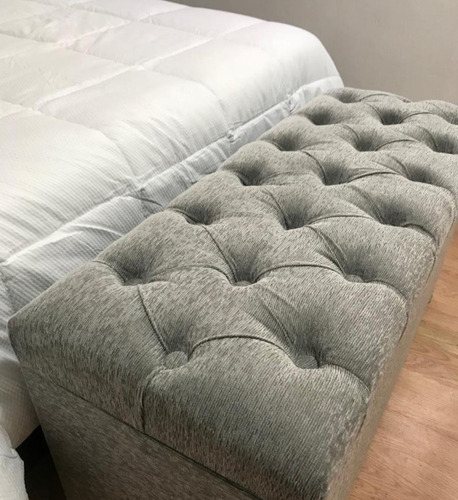 Imagen 1 de 6 de Baulera Capitone En 140x40, Material Pana Chenille O Alpha