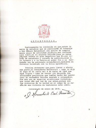 Convenio Con La Santa Sede Venezuela Y El Vaticano De 1964 (Usado)
