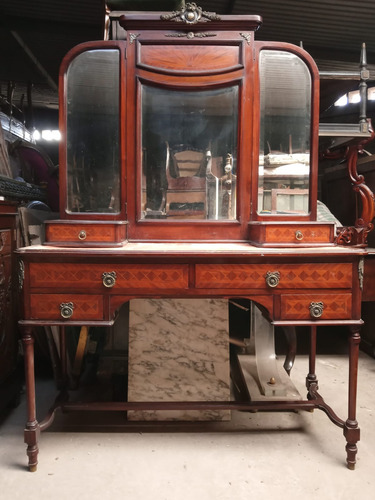 Comoda Tocador Toilette Antiguo Espejos Marrón (Usado)