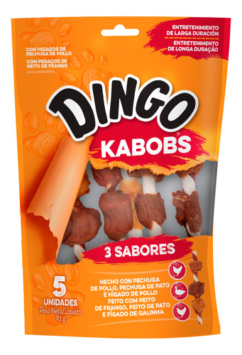 Huesos Para Perro Dingo Triple Flavor Kabob 5 Un