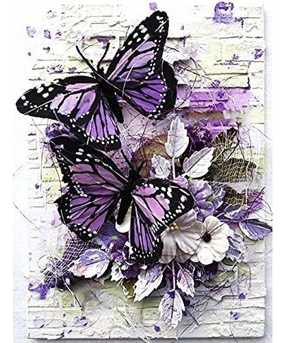 Kits De Pintura De Diamantes Mariposas Flores 40 X 30 Cm 1pz