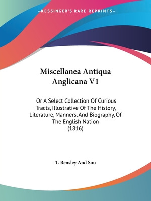 Libro Miscellanea Antiqua Anglicana V1: Or A Select Colle...