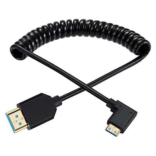 Qaoquda Mini Hdmi A Hdmi Coiled Cable, 90 Grado Angle 8k Min