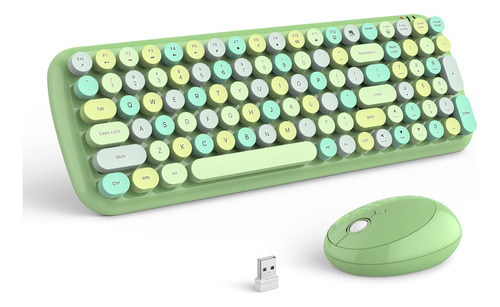 Knowsqt Combo De Teclado Y Mouse Inalambricos, Color Verde C