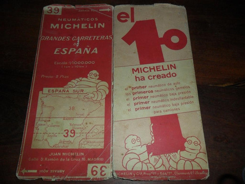Antiguo Mapa Plano Juan Michelin España Sur Carreteras 39