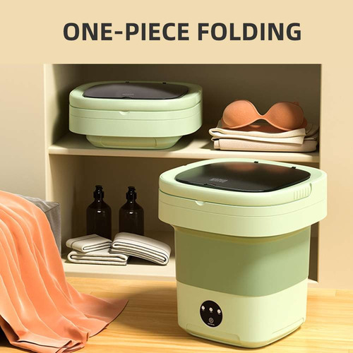 Mini Lavadora Marvo Portátil Plegable 9l Cesto Centrifugador Verde Claro