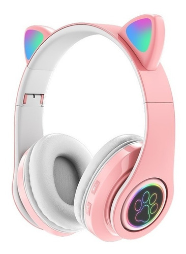 Misik - Audifonos Bluetooth Orejas De Gato Led Con Micrófono Color Rosa