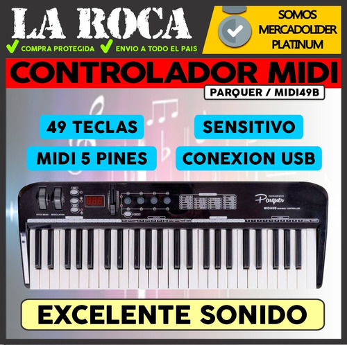 Imagen 3 de 10 de Teclado Controlador Parquer Midi490c Midi Usb 49 Teclas - Cuotas