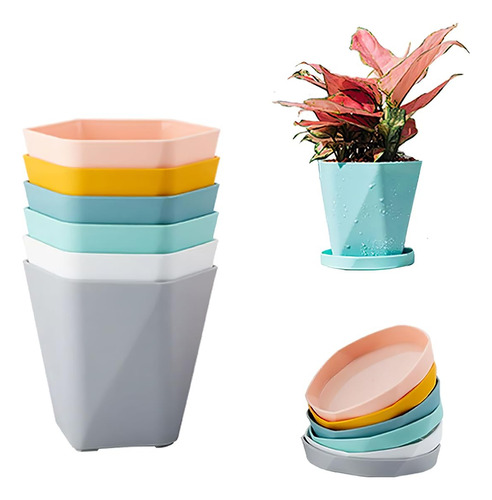 Juego De 6 Macetas De Colores Para Interiores Y Exteriores