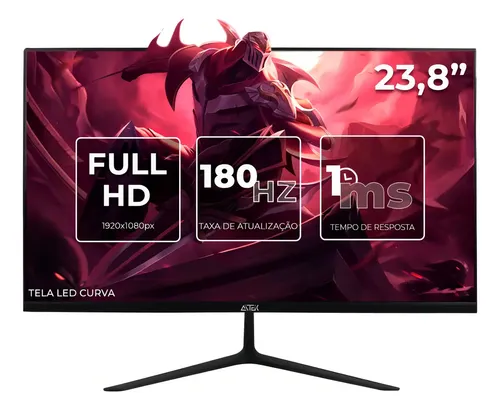 Monitor Gamer Aitek 23,8'' Curvo IPS LED Full HD 180Hz 1ms