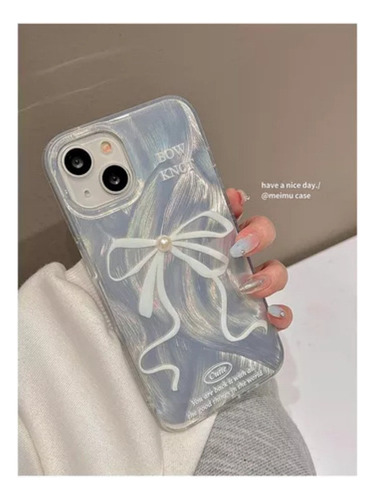 Funda Para Iphone11 12 13 14 15 16 Serie Lazo En Plata Case