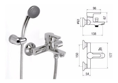 Imagen 3 de 4 de Griferia Ducha Monocomando Exterior Bañera Lluvia Yvon Metal
