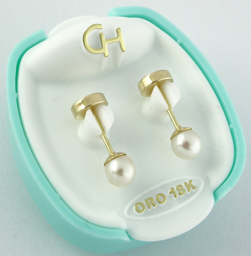 Imagen 2 de 7 de Abridores Ch Perlas Cultivadas 3,5mm Bebe Cod. 108 Oro 18kts