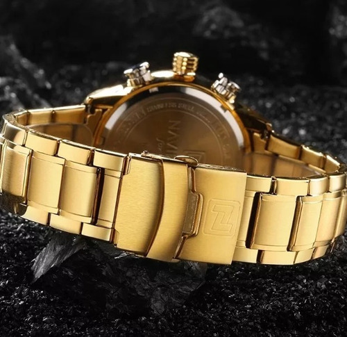 Relógio Naviforce Dourado Analógico Original Com Caixa Luxo