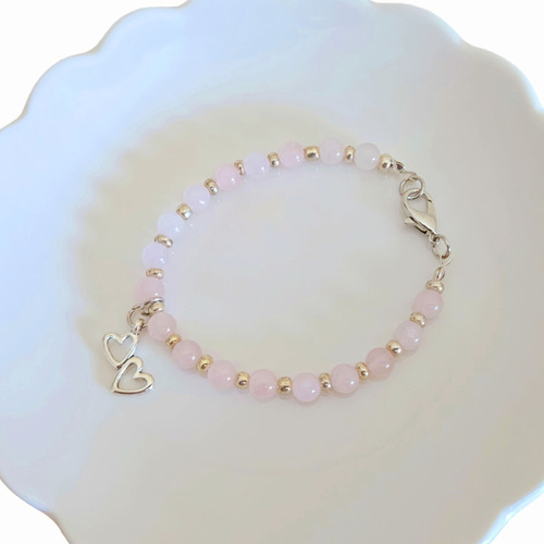 Pulsera En Cuarzo Rosa Natural 