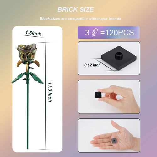 Hczmoptp Juego De Construcción De Ramo De Flores De Rosas, C
