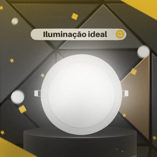 Plafon Led Embutir 18w 2700k Redondo Branco Quente - Elgin