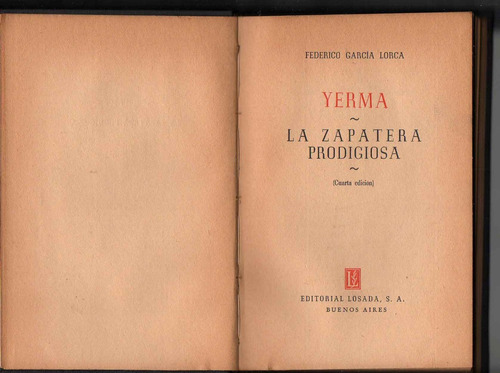 Yerma-  La Zapatera Prodigiosa- F. Garcia Lorca Antiguo Y 