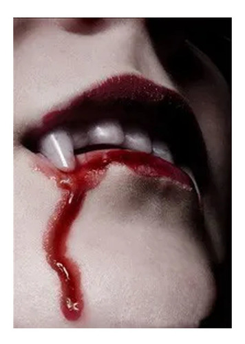 Imagem 2 de 3 de Kit Sangue Falso + Dente Vampiro Halloween Fantasia