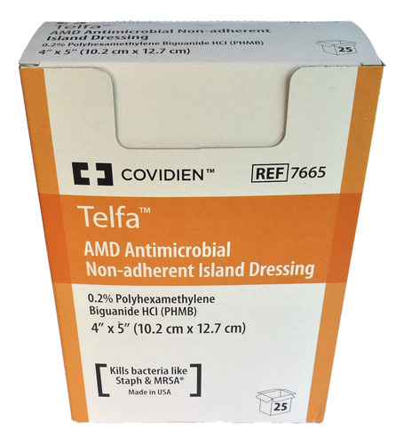 Telfa Amd Apósito Con Borde Adhesivo 10x12 Cm Caja Con 25 Pz Sin Color