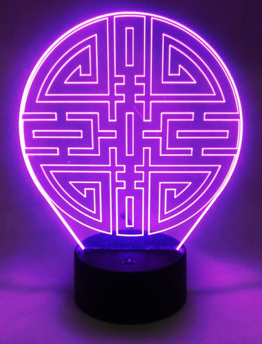 Lampara Led 3d Geometría Simbolo Cai Feng Shui