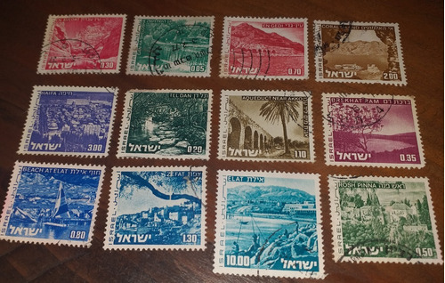 Lote De 12 Estampillas De Israel 1971-1978 - Serie Paisajes