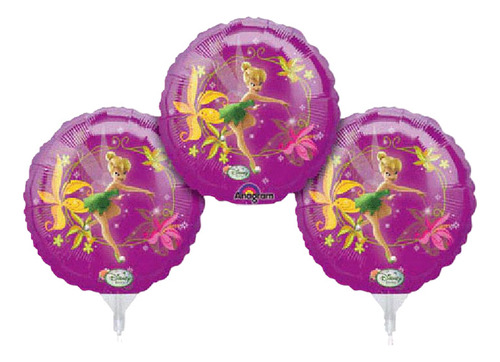 Balão Metalizado Sininho - Tinker Bell: 5 Pacotes =15 Balões