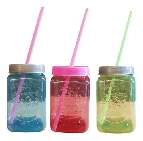 Mason Jar 16oz Plastico 50pzs Pvc Tapa Popote Boda Dulcero