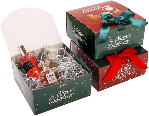 Caja De Regalo De Navidad Con Cinta Paquete De 12 Cajas De C