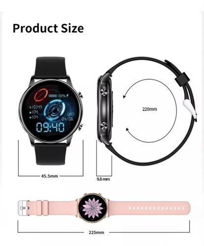 Imagen 4 de 8 de Relojes Mujer Hombre Smartwatch Inteligente Llamadas Dama