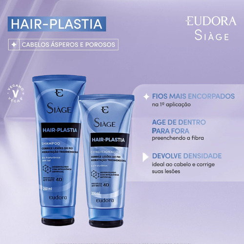Plástica Capilar Eudora Siàge Hair-Plastia restauração de 450mL 450g