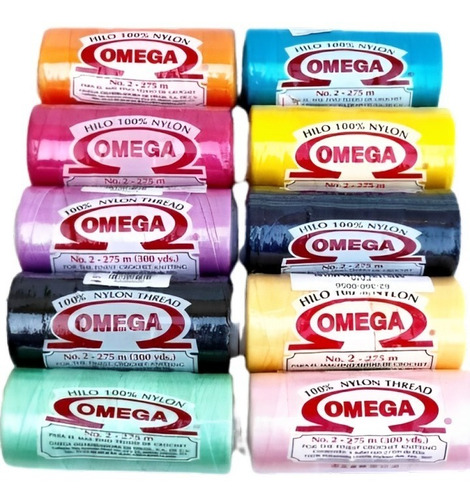 6 Hilo Nylon #2 De 275m Omega Colores A Elegir