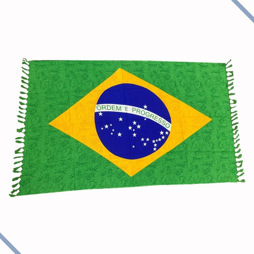 Canga De Praia 100% Viscose Bandeira Do Brasil Copa Do Mundo Cor Verde Desenho Do Tecido Verde Com Rajado Tamanho 100x 180