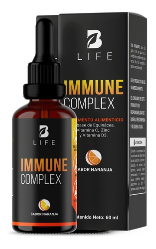 Suplemento Sistema Inmune Liquido Con 60 Tomas B Life Sabor Naranja