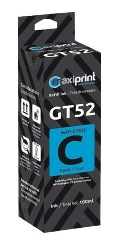 Tinta Hp Gt51k Negra Maxiprint 115 315 410 415 416